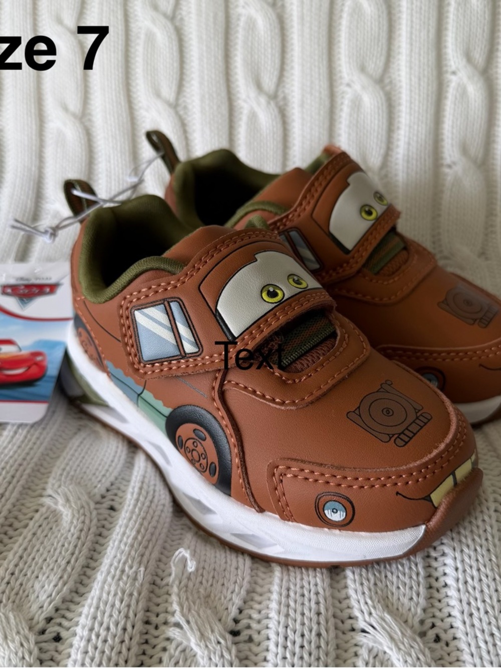 Disney Pixar Cars Tow Mater Sneakers 7 Toddler Boys Shoes Kachow 95 Race Ready - Picture 2 of 9